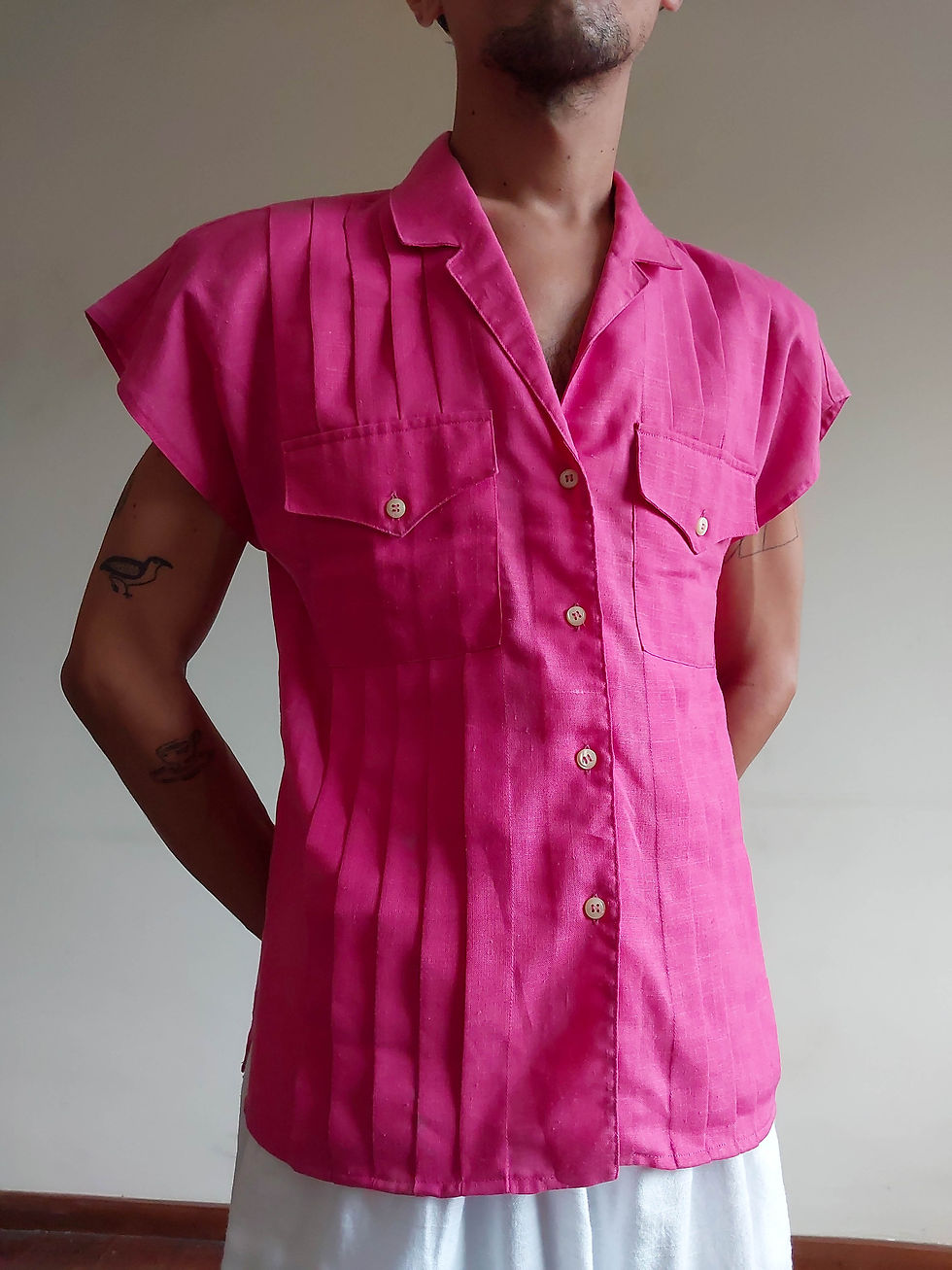 Miniatura: Camisa vintage Trevo em Linho Misto (tamanho M)