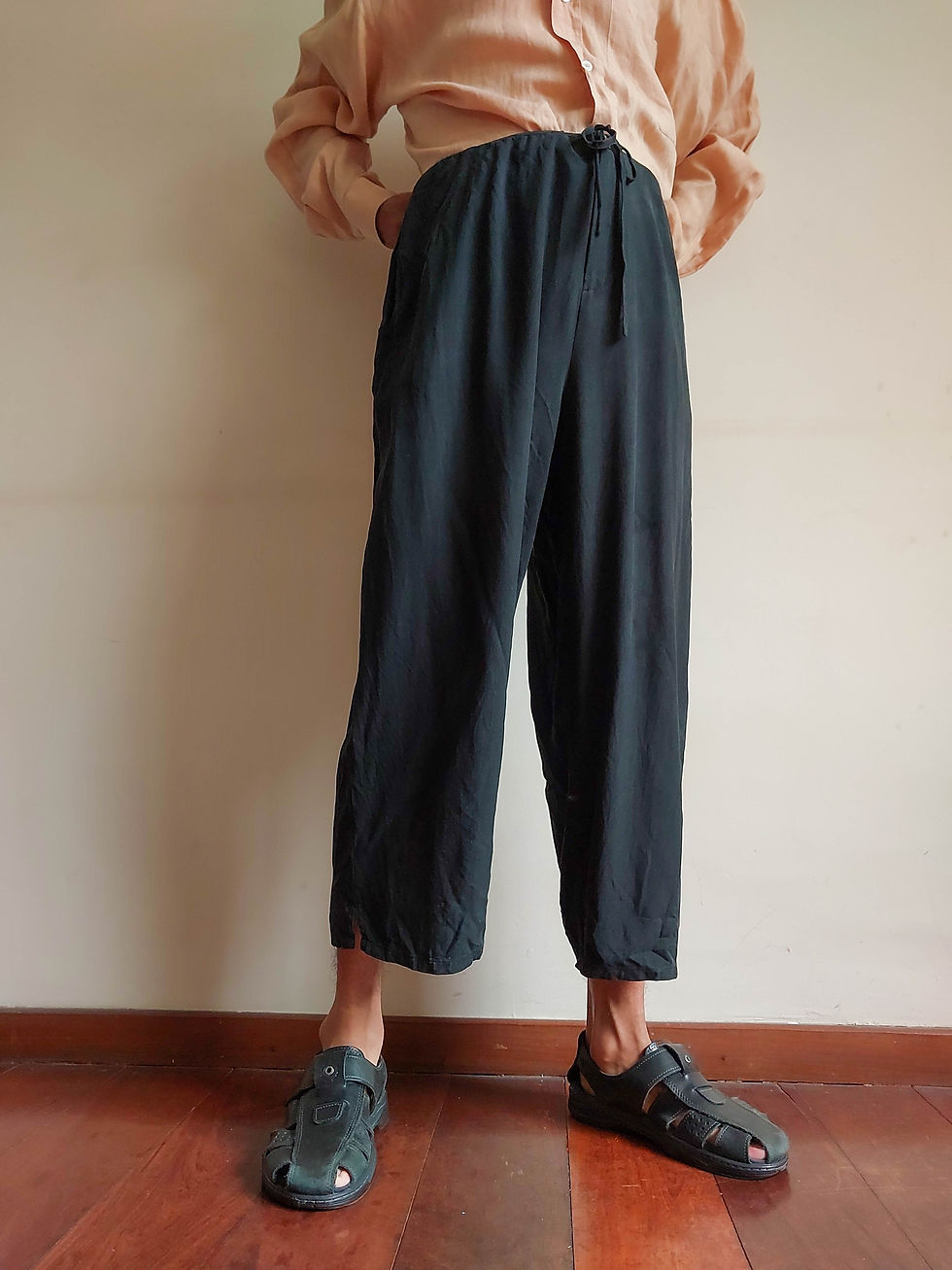 Miniatura: Calça Havaiana vintage Hilo Hattie em seda pura (tam 42-46)