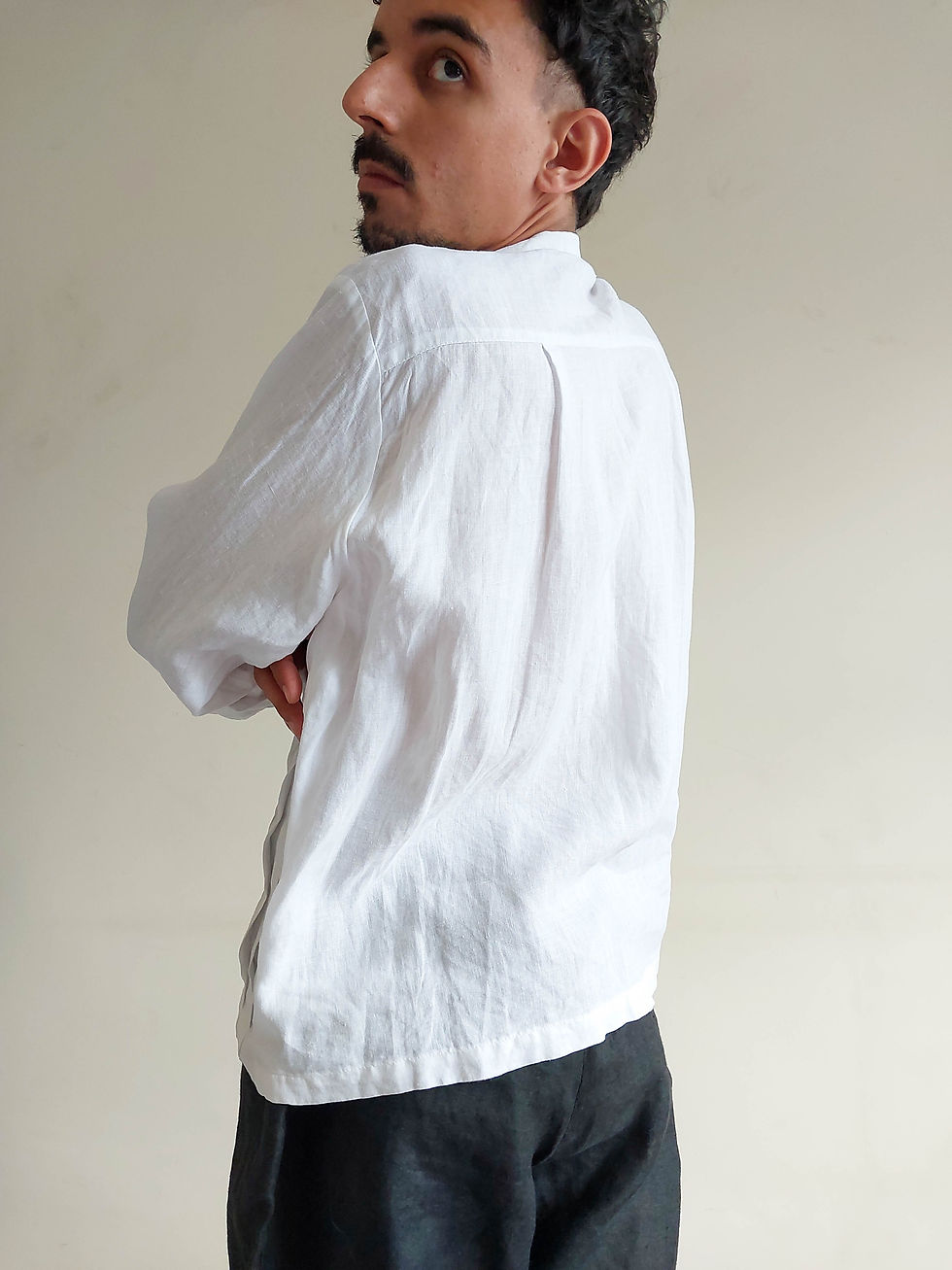 Miniatura: Camisa Vintage Frisos em Linho Puro - raridade (tam M)