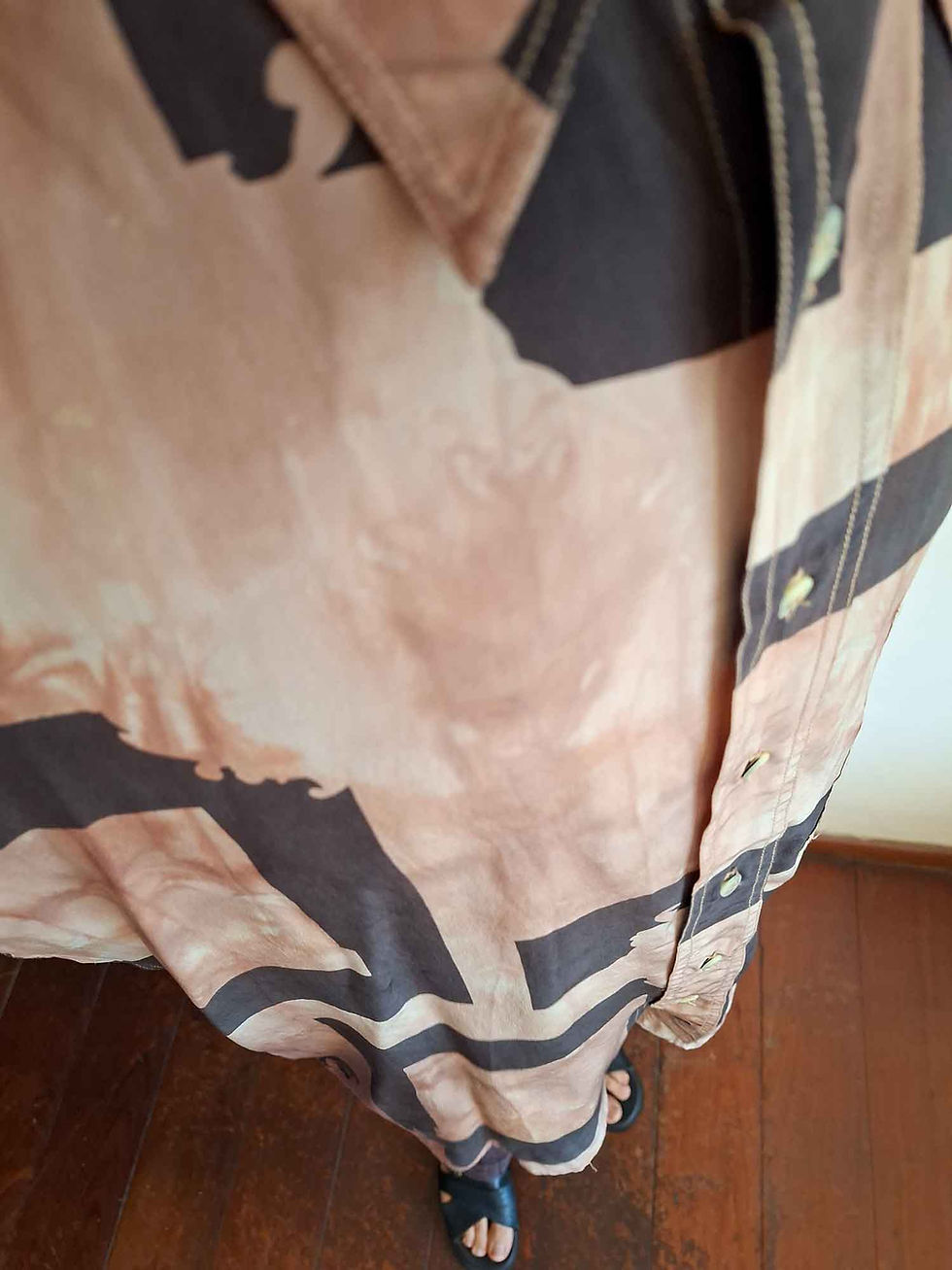Miniatura: Camisa Hamlton Vintage em seda com estampa artesanal (tam M)