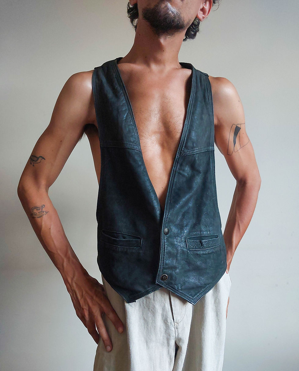 Miniatura: Colete vintage Hard Rock Café Acapulco em couro (veste até GG)