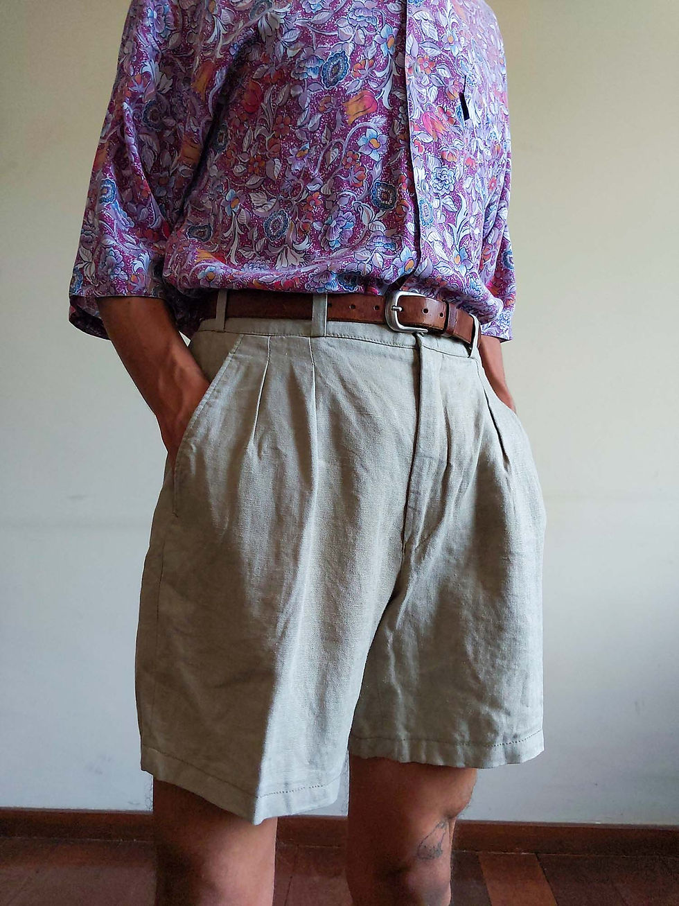 Miniatura: Short de Alfaiataria Vintage em Linho Puro (tam 42)