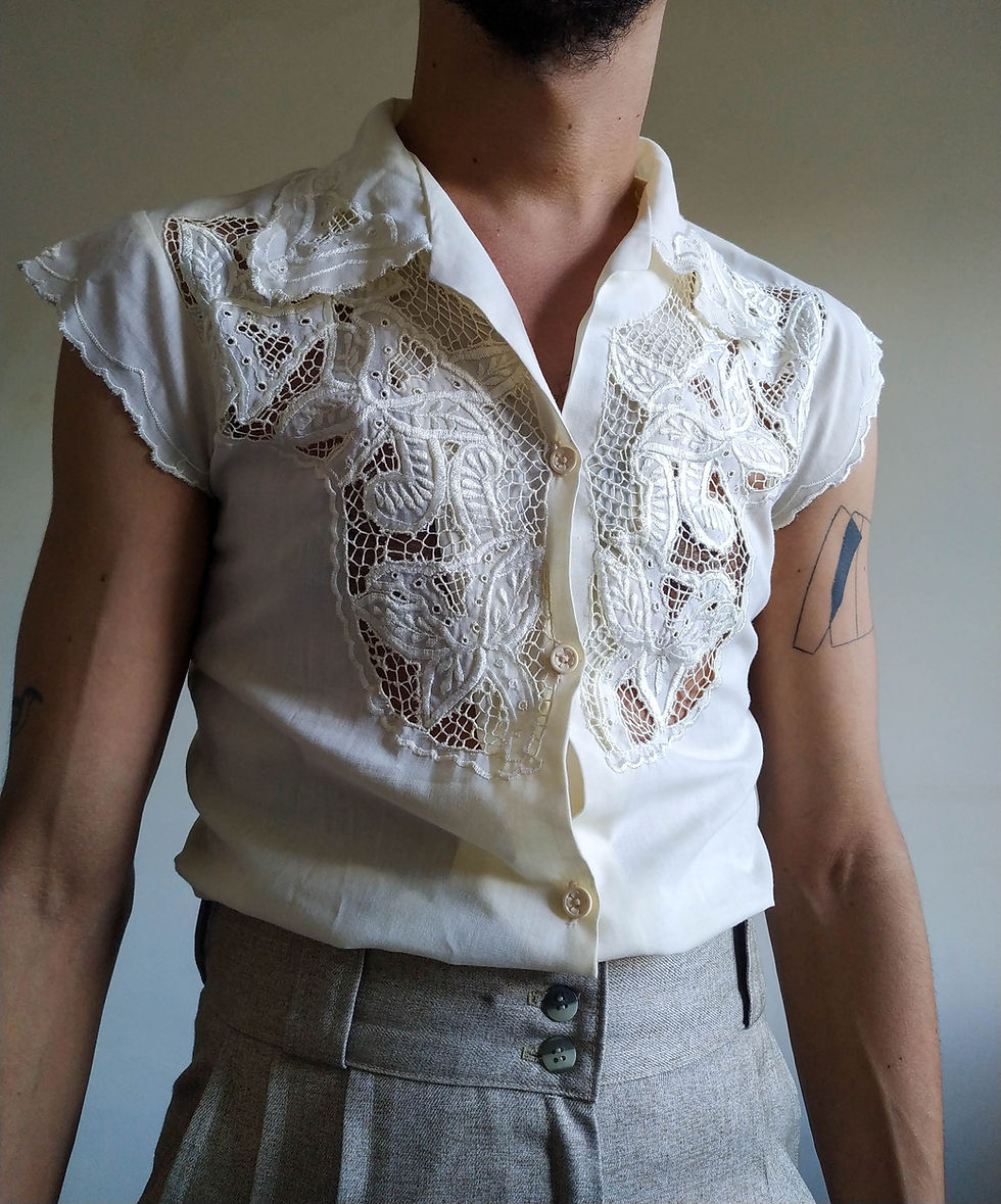 Miniatura: Camisa Richilieu em cambraia de algodão (tam P)