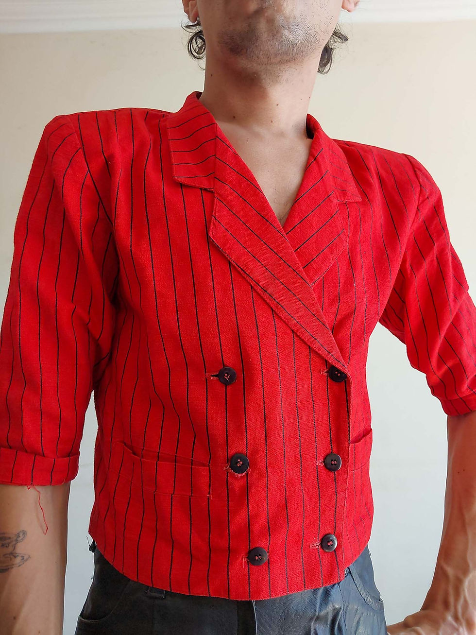 Miniatura: Camisa Vermelha listrada vintage (tam P)