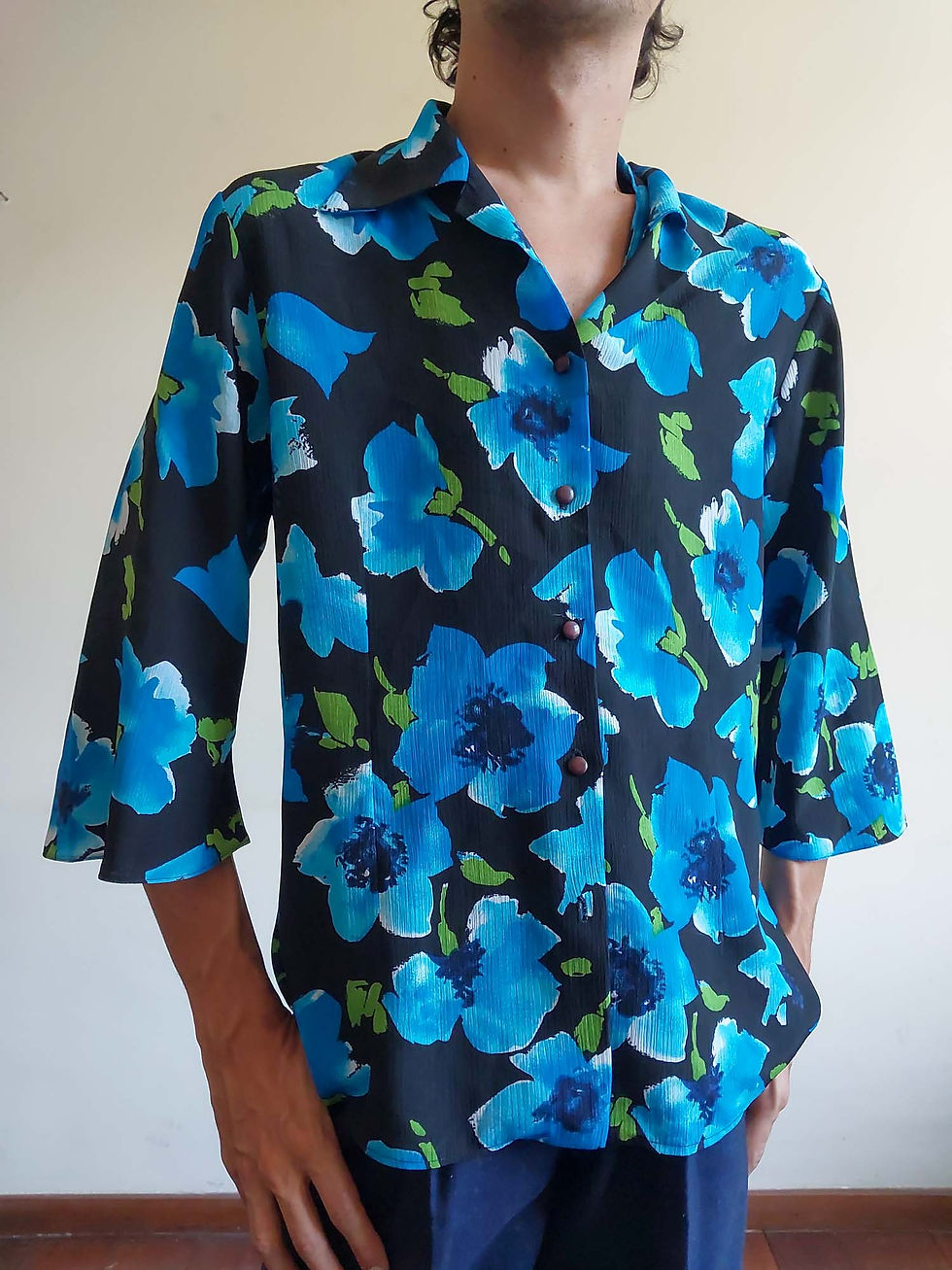 Miniatura: Camisa Flores Azuis (tam M)