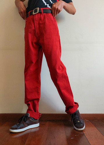 Jeans Inega vermelho vintage (tam 40) | Camaleoabrecho