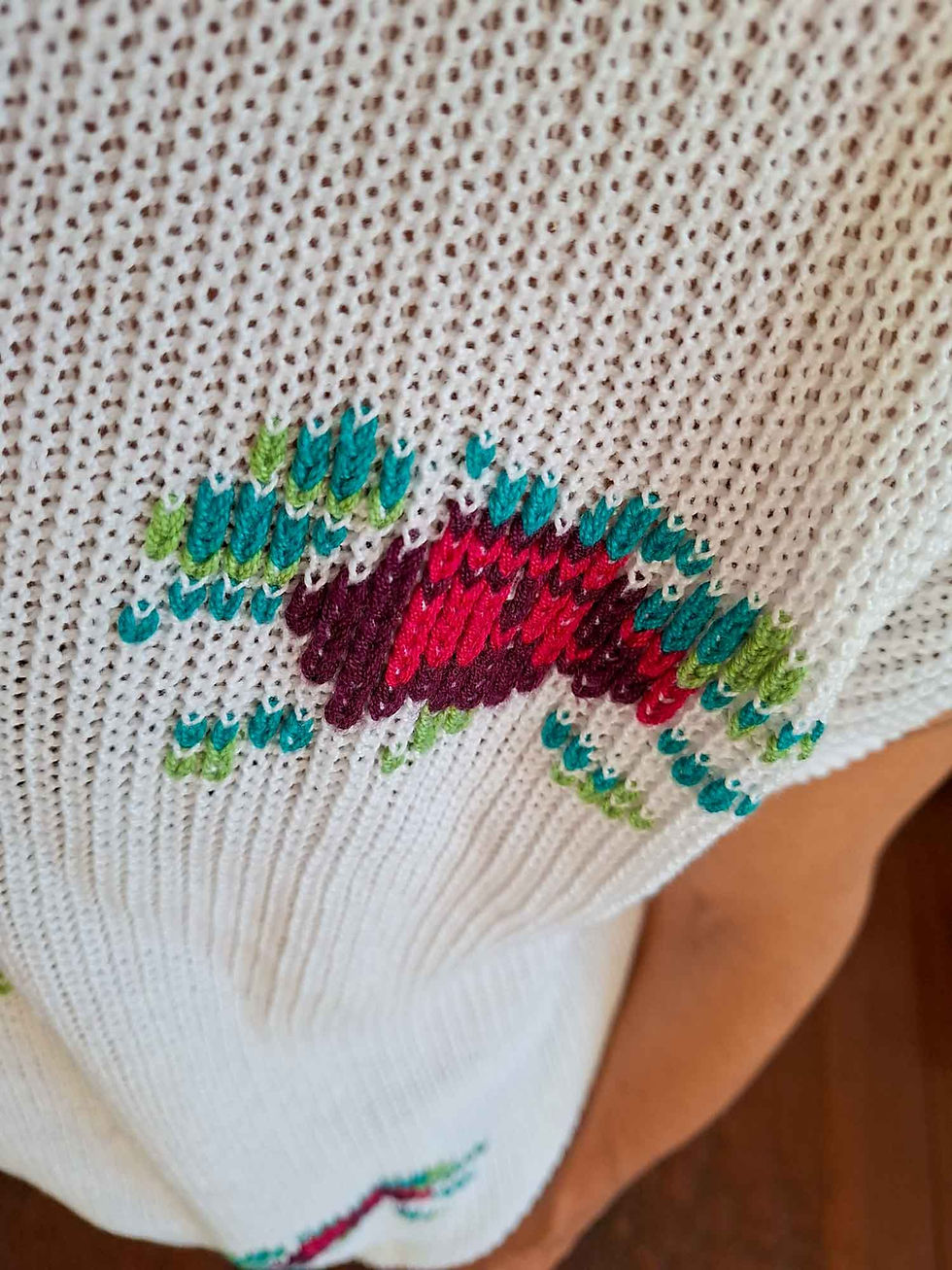 Miniatura: Camiseta Tricô Flor artesanal vintage (tam M)
