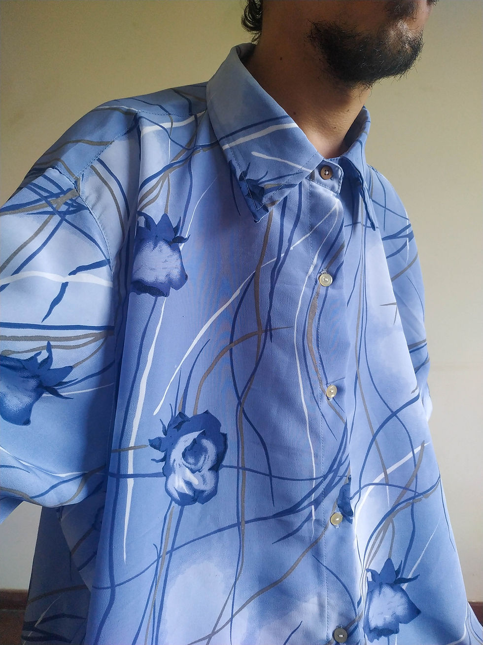 Miniatura: Camisa Anos 90 Flores Azuis (tam XGG)