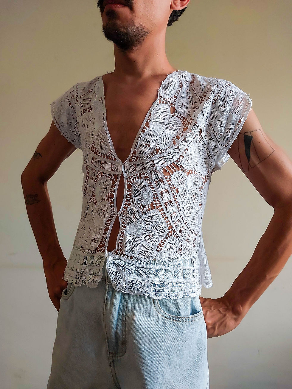 Miniatura: Camisa Renda Renascença feita à mão (raridade) (tam P)