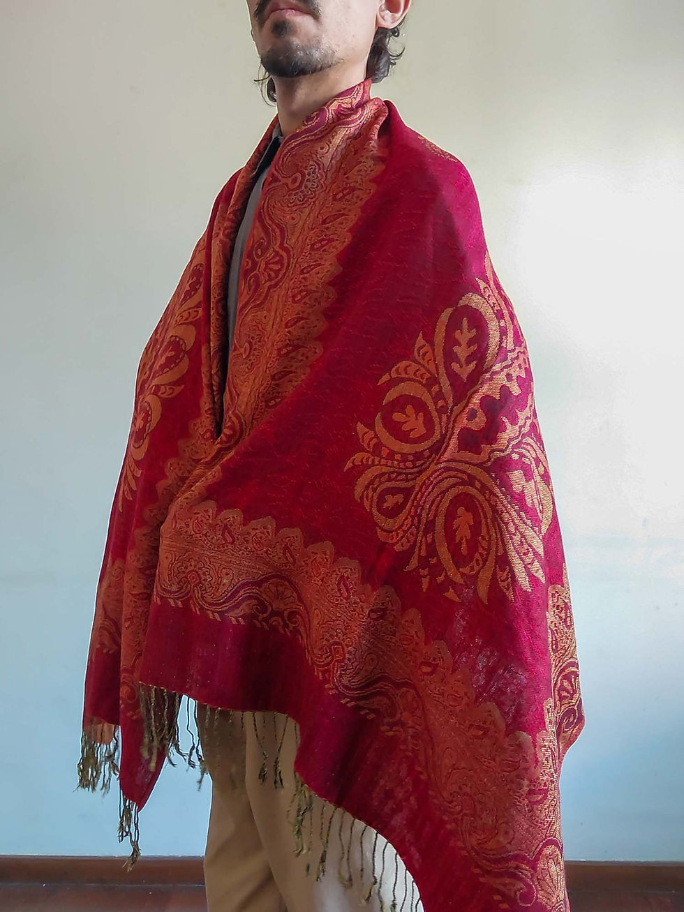 Miniatura: Pashminas Vermelha Escura Turca