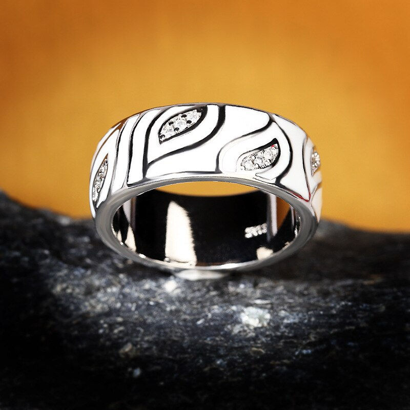 Thumbnail: 925 Silver Jewelry for Women White Leaves Sparkling CZ Jewelry  Handmade Enamel