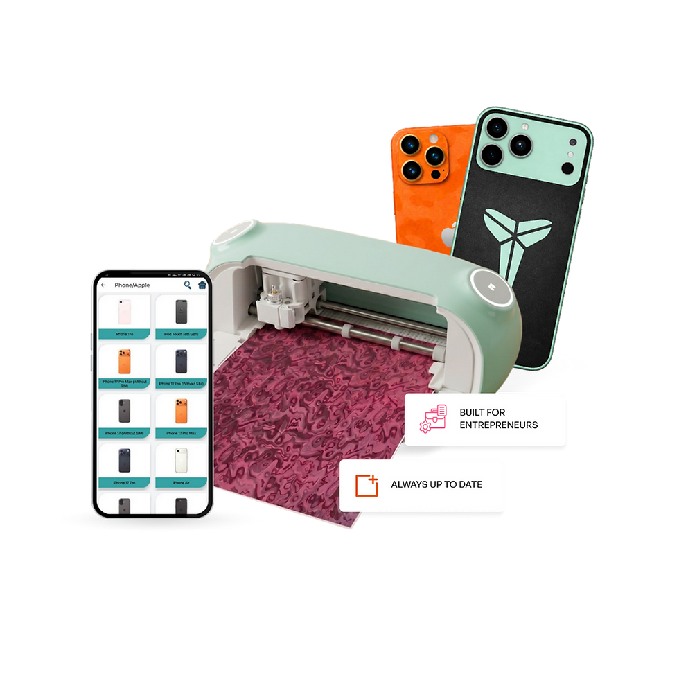 Android app with mobile skin cutting machine and customizable phone skins