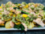 POACHED SALMON, YELLOW COURGETTE & PICKLED CUCUMBER SALAD With salmon, courgette and cucumber salad for baby