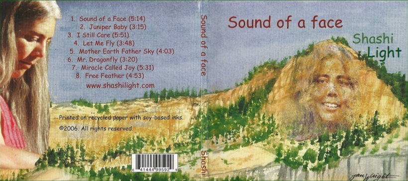 Folk Fusion singer songwriter Shashi Light's "Sound of a Face" album cover: artwork features a woman and landscape