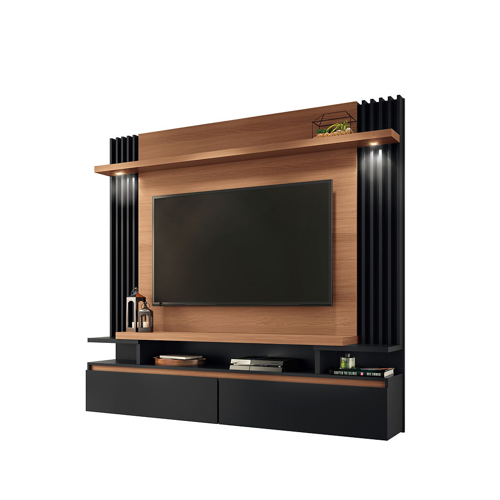 Painel Home Suspenso Ripado Led TV Até 55 Polegadas Nature Preto