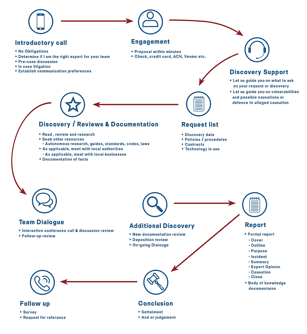 Sean Ahrens' expert witness process from introductory call to discovery preparation