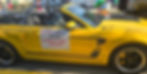 Yellow and black mustang with the side panel with Words "Grand Feature Parade, Author, Deborah Ann Martin