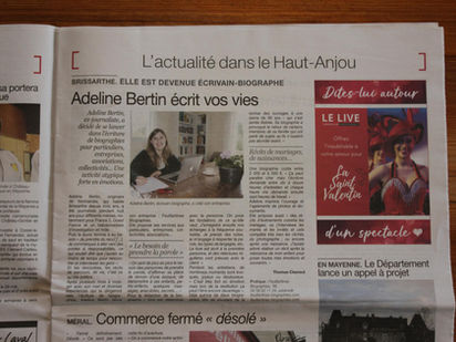Portrait d'Adeline Bertin biographe dans un journal local