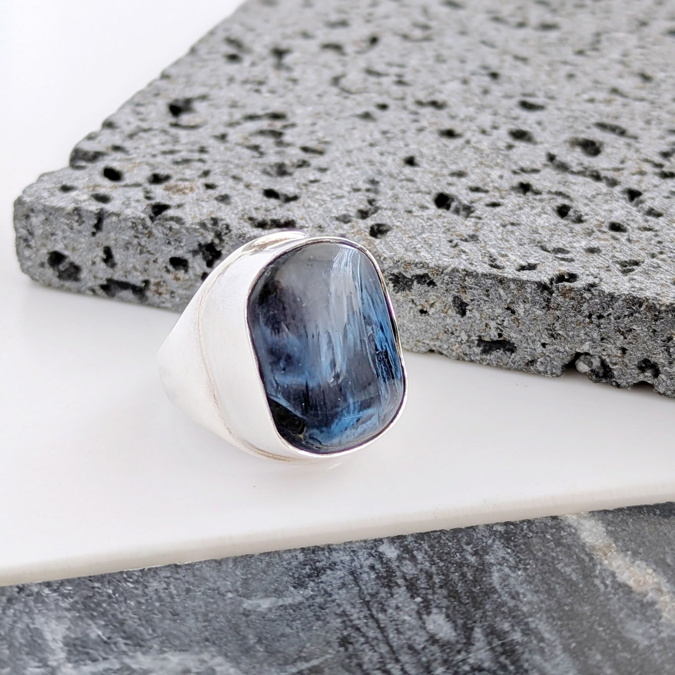 Blue Tiger Eye Ring