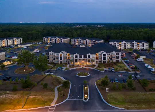 Aerial view of Abberly Crossing, a pet-friendly apartment complex in Charleston,  SC