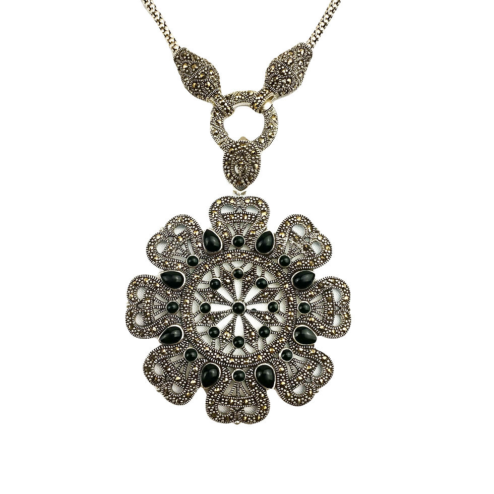Silver oxidized chain pendant