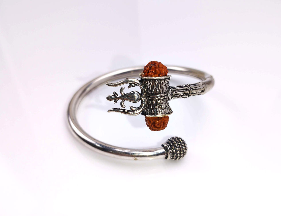 Silver trishul rudraksha mens kada 
