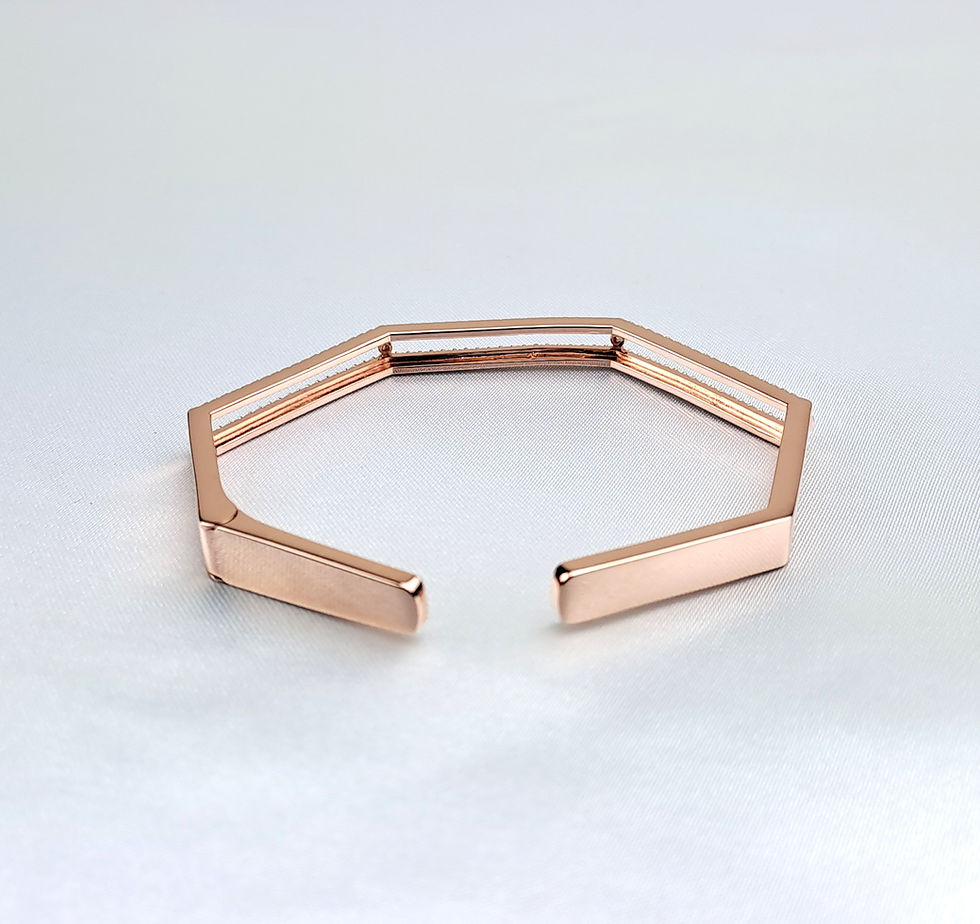 Thumbnail: 925 silver ladies open bangle rose gold