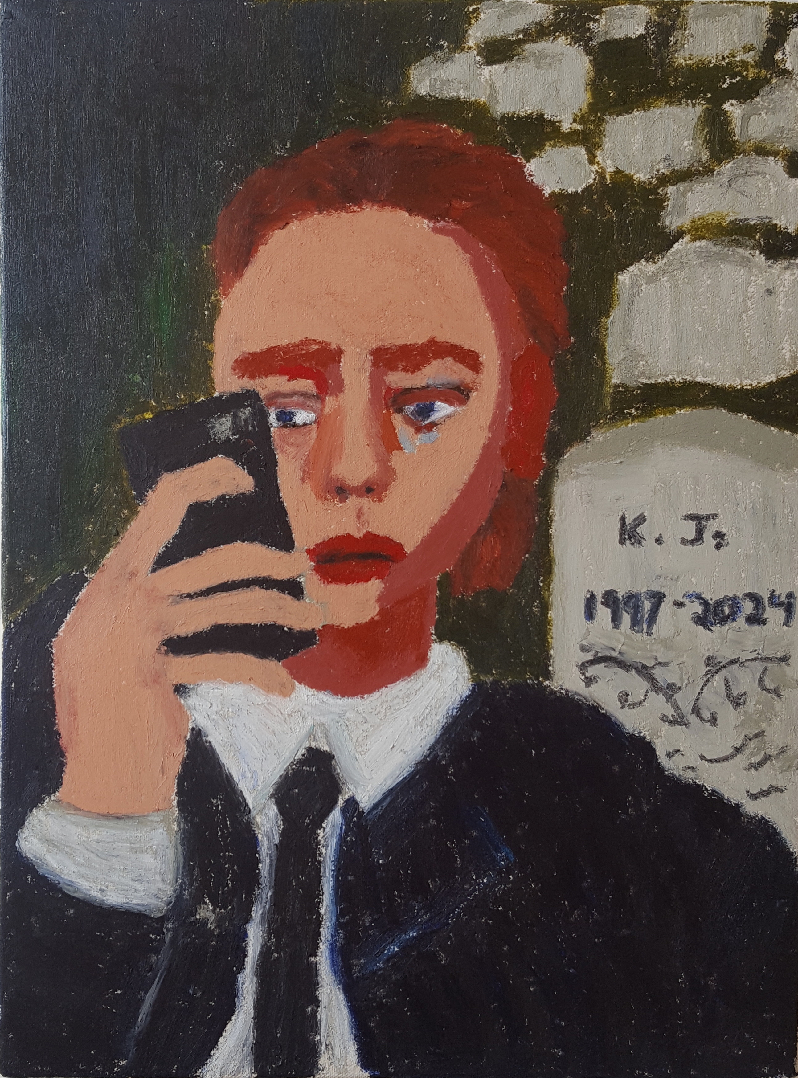 Selfie at the funeral, 2018