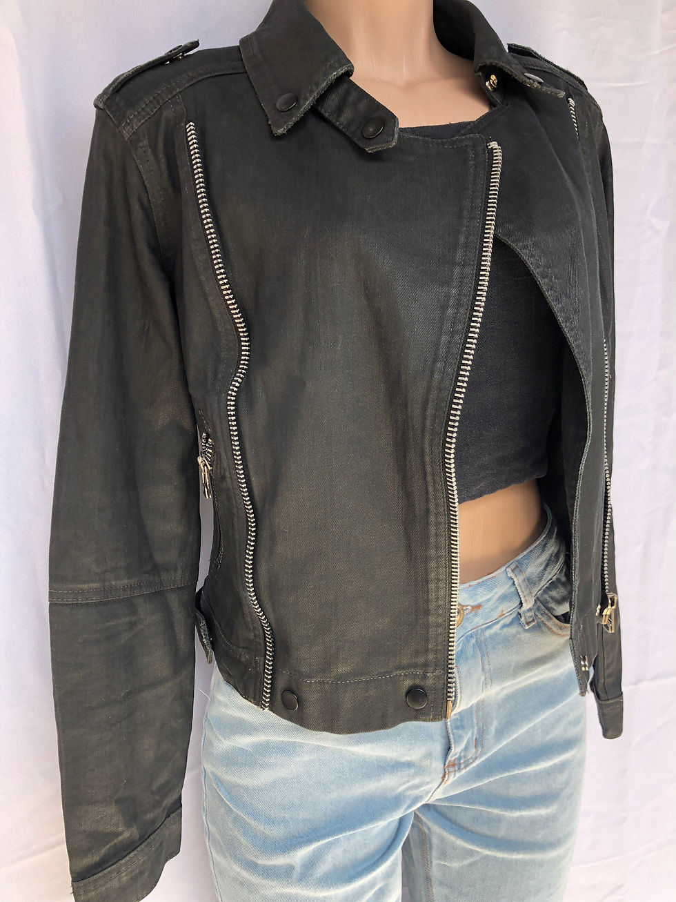 Miniatura: Jaqueta Preta Jeans Lelis Blanc P