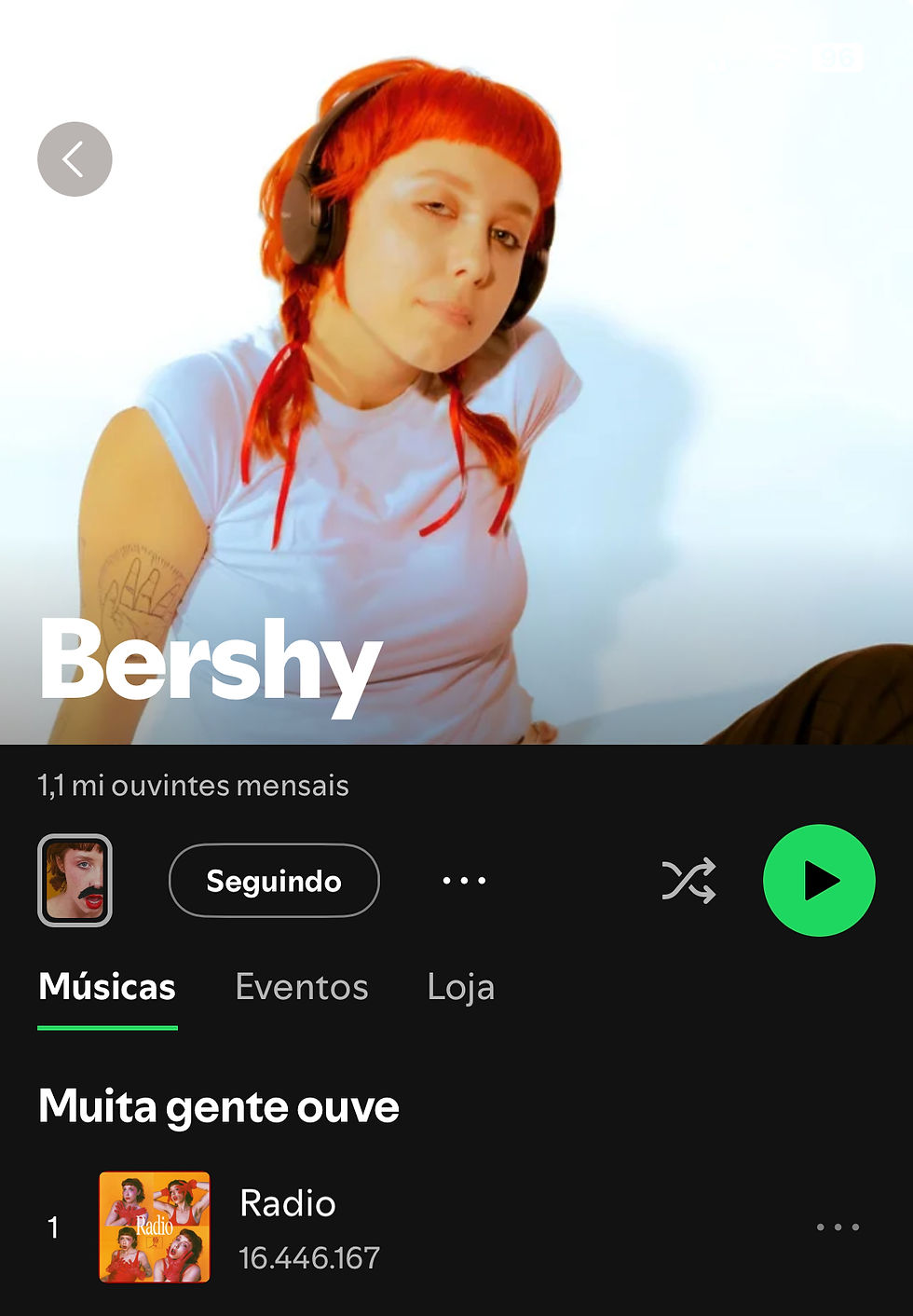 ‘Radio’, da cantora Bershy, se tornou um hit nas plataformas de streaming de música | Imagem: Spotify