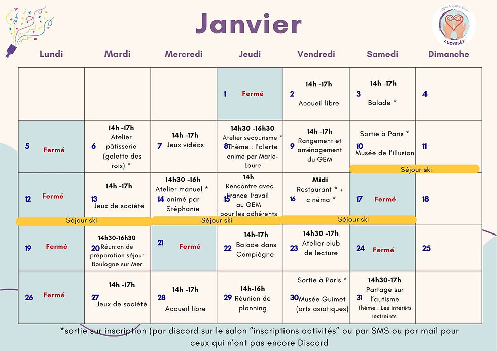 Planning Janvier 2026