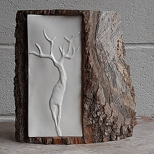 "Dans la forêt", porcelaine, bois