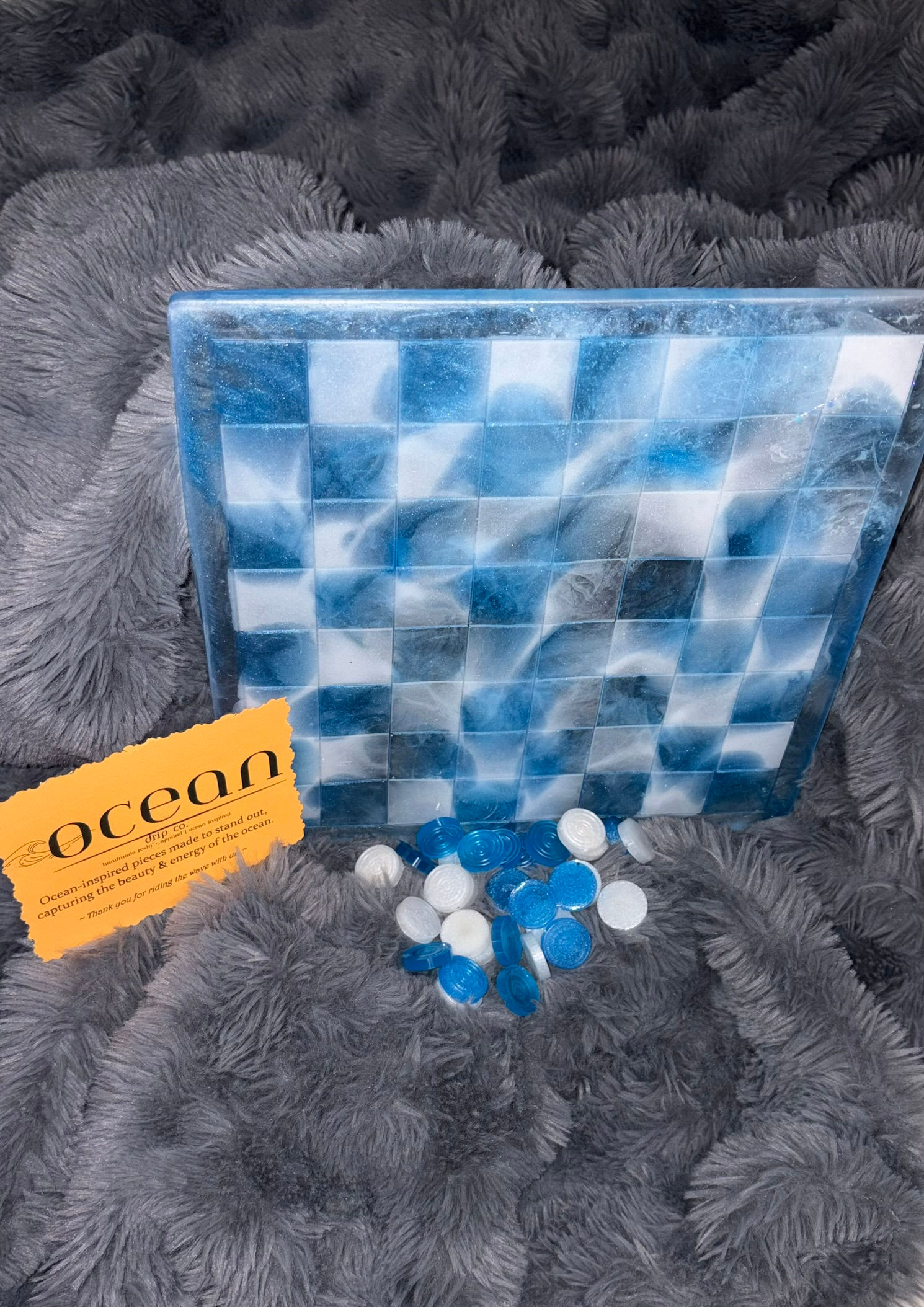 Ocean Drip Luxury Resin Game Night Collection (Chess • Checkers • Dominoes)