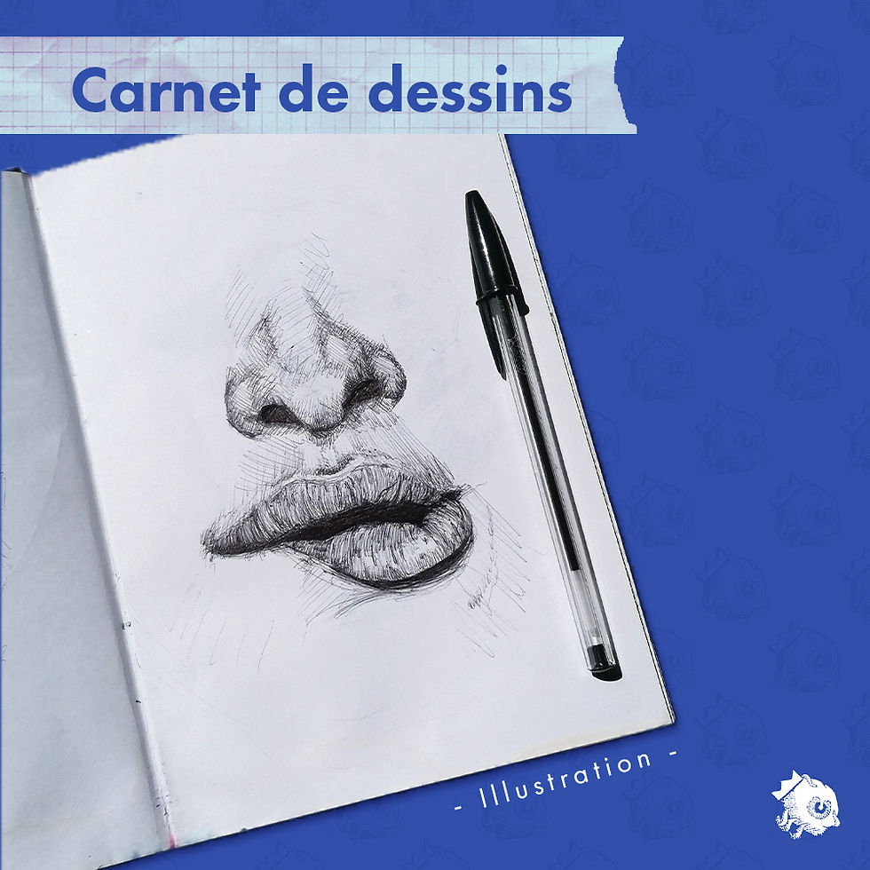 Illustration de lèvre au stylo à bille dans mon carnet de dessin