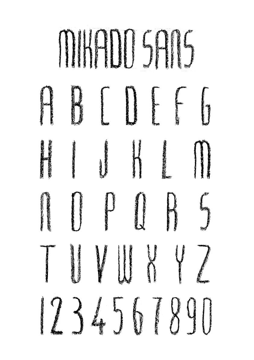 Typographie "Mikado Sans" créer pour les Éditions Mikado