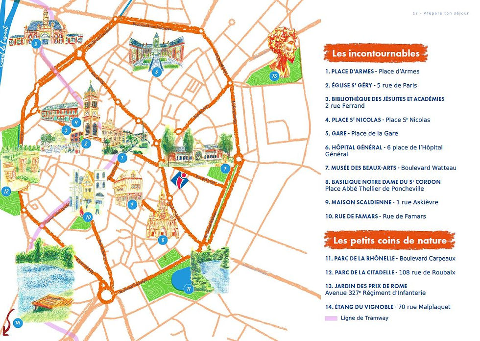 Carte de Valenciennes illustré dans pour l'identité Visuelle Édition Mikado