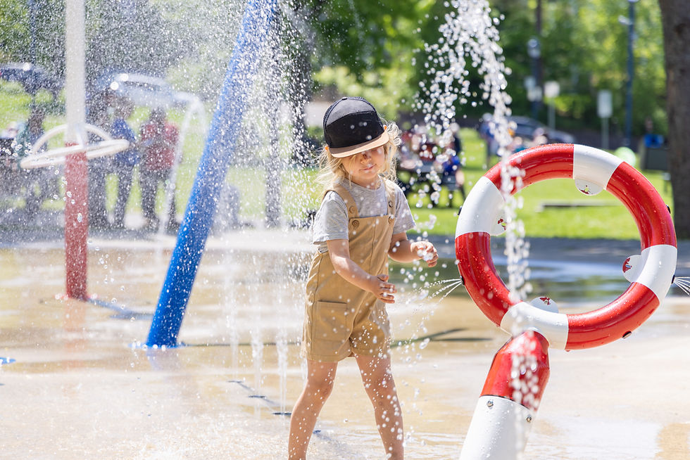 Child playing at a splash pad