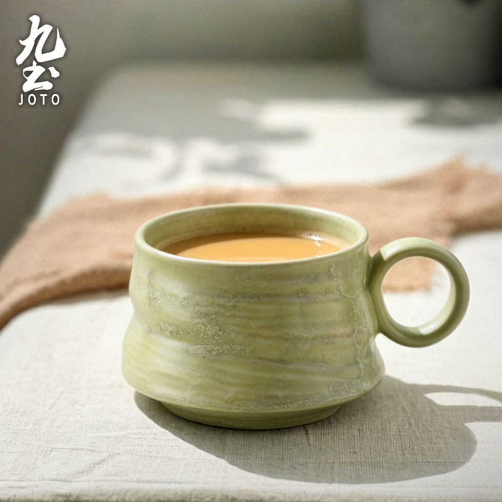 Thumbnail: JOTO Retro Wabi-Sabi Ceramic Coffee Mug with Round Handle CFR0170