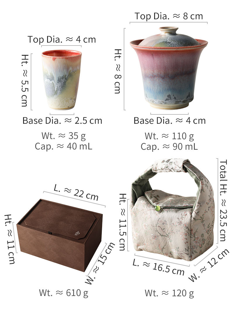 Thumbnail: JOTO Handcrafted Kiln-Fired Ceramic Gaiwan, Portable Tea Set TZR0143