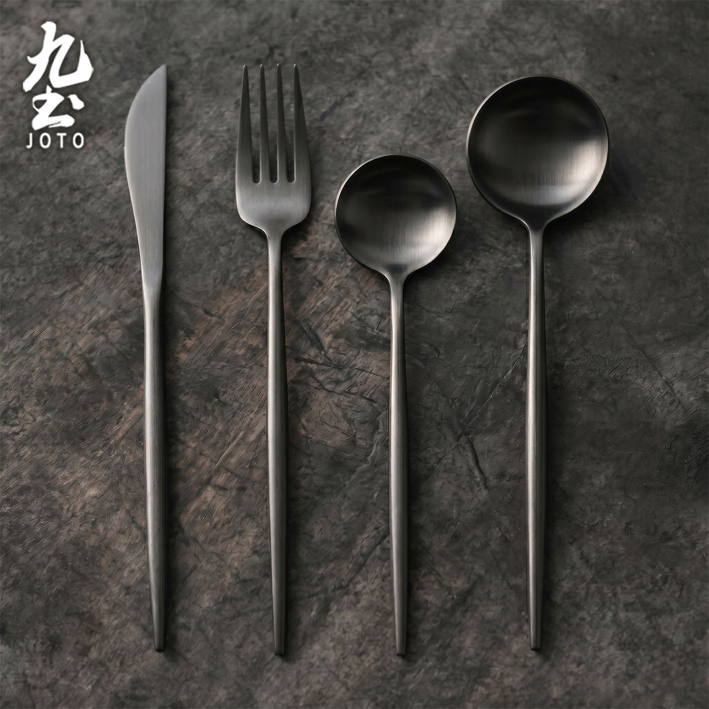 JOTO Matte Black 304 Stainless Steel Flatware Cutlery Set CJR0666