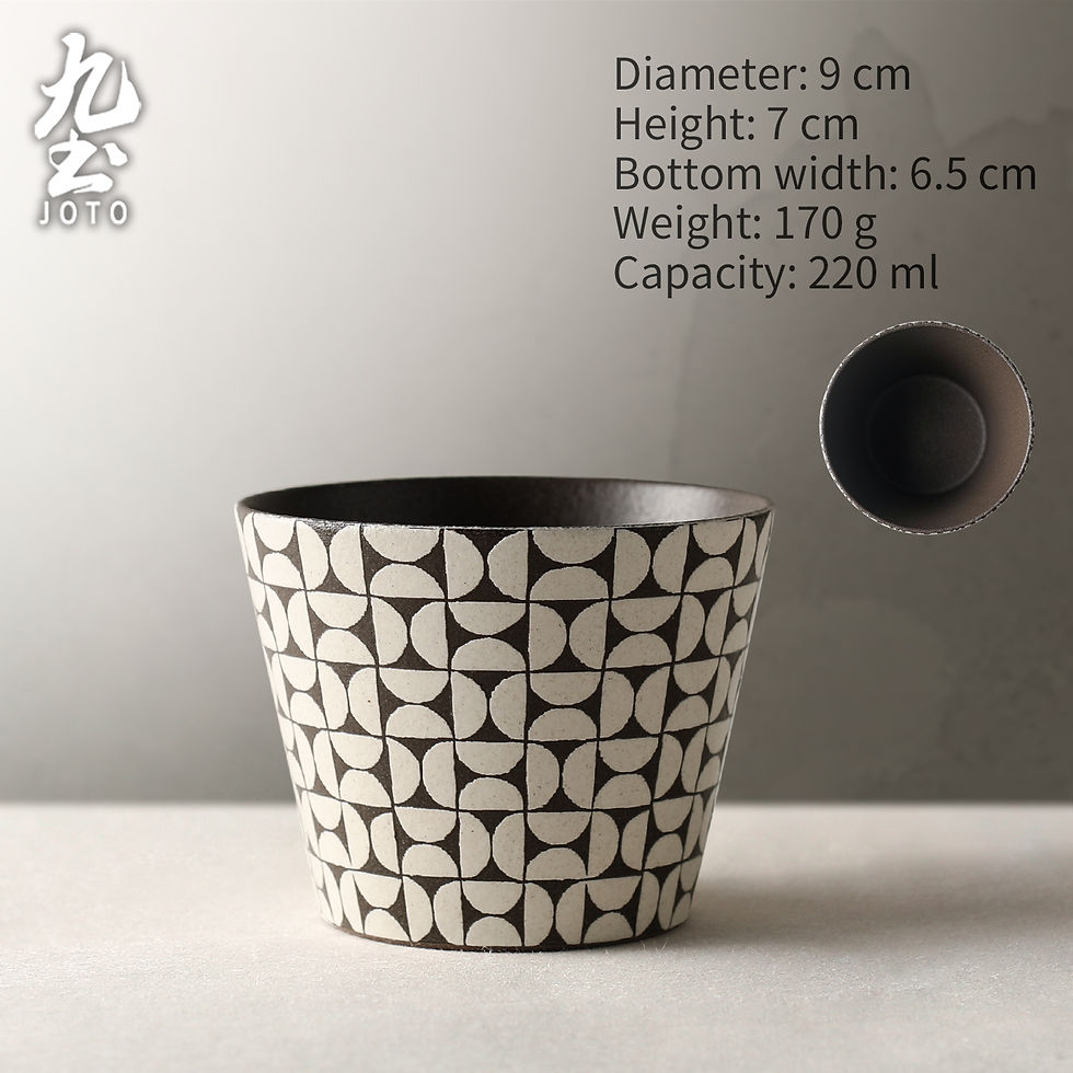 サムネイル： JOTO Handmade Geometric Stoneware Cup - Modern Ceramic Handleless Mug CUPR0619