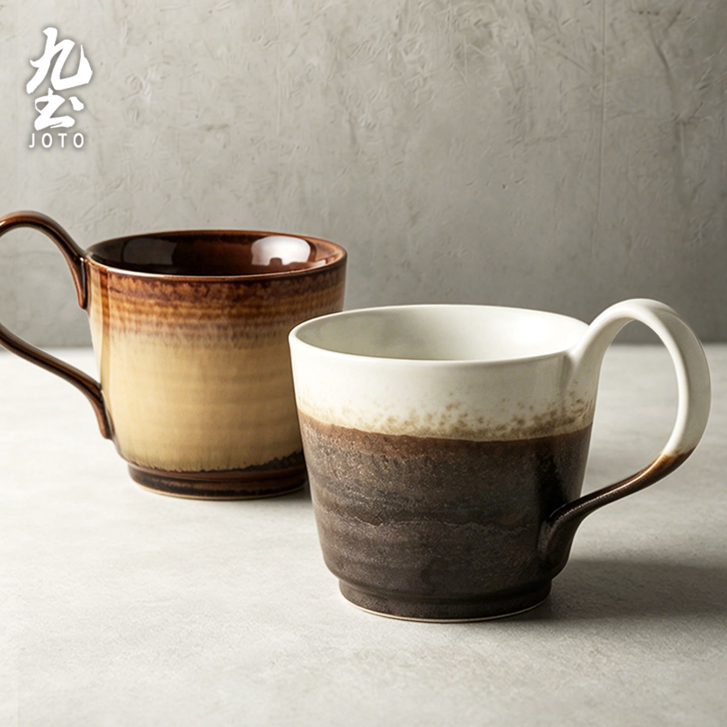 JOTO Handmade Ceramic Coffee Cup with Elegant Loop Handle CFR0172