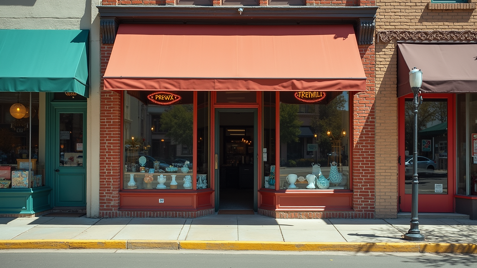 High angle view of a commercial storefront in a busy Colorado Springs area