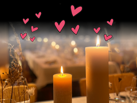 Romantic Candelight Dinner Table & Hearts