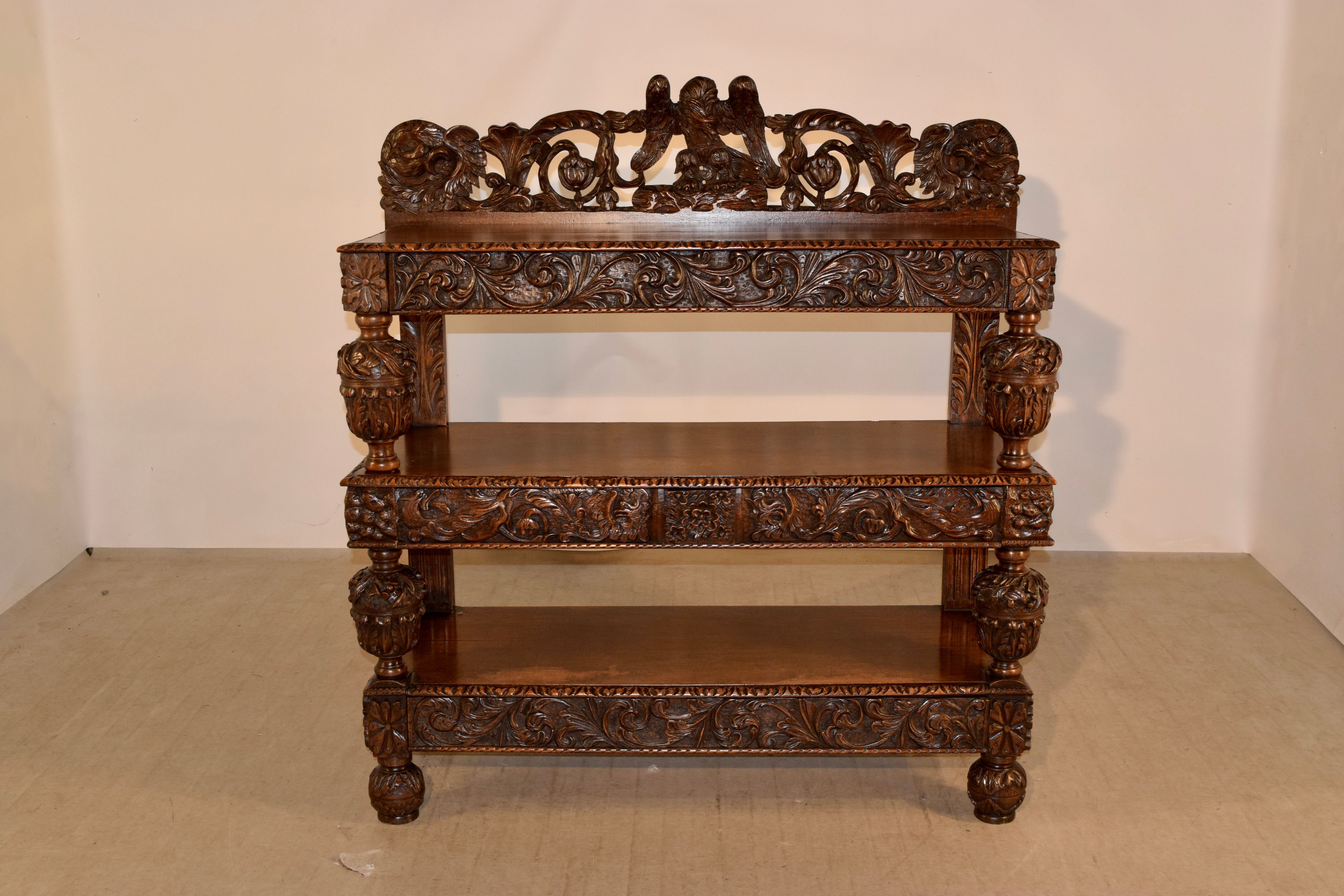 Carved Shelf 3-Tier Buffet