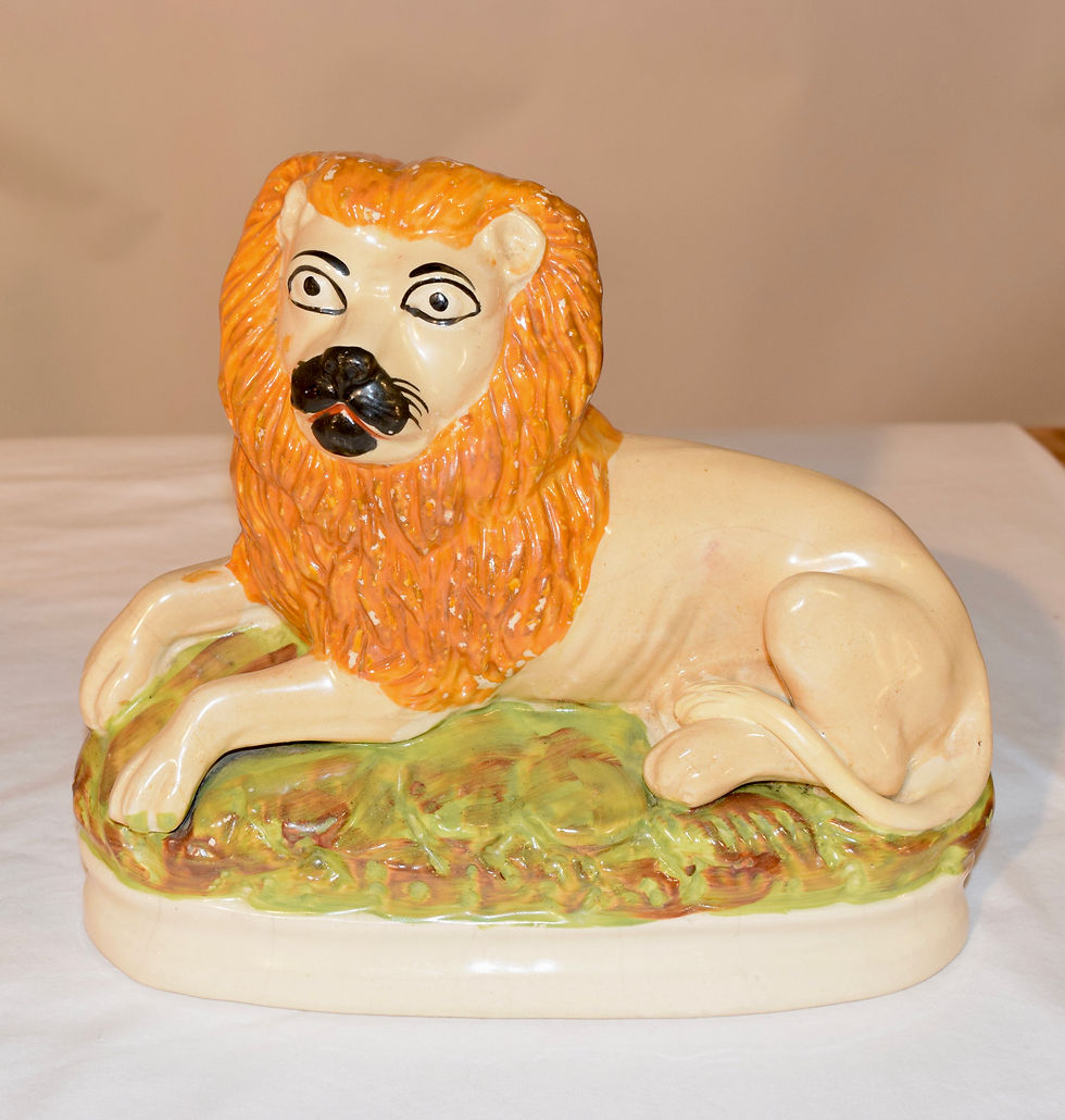Thumbnail: Pair of Rare 19th C. Staffordshire Lions