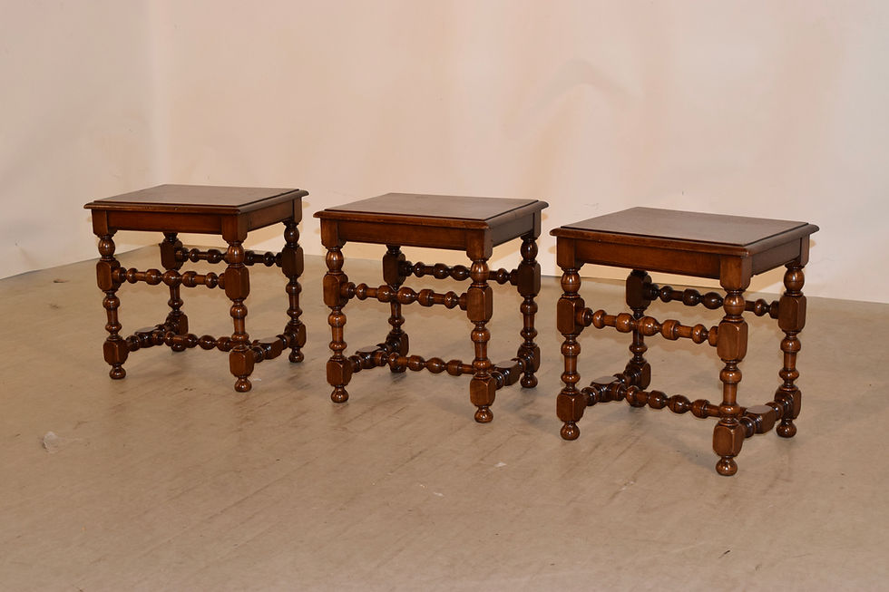 Thumbnail: 19th Century Set of Three French Walnut Stools