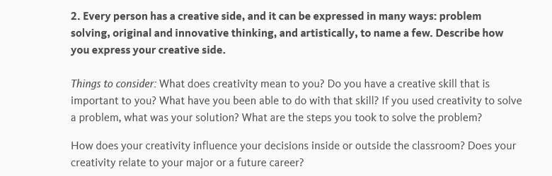Instructions for answering University of California's second PIQ (Personal Insight Question) for undergrad applications 