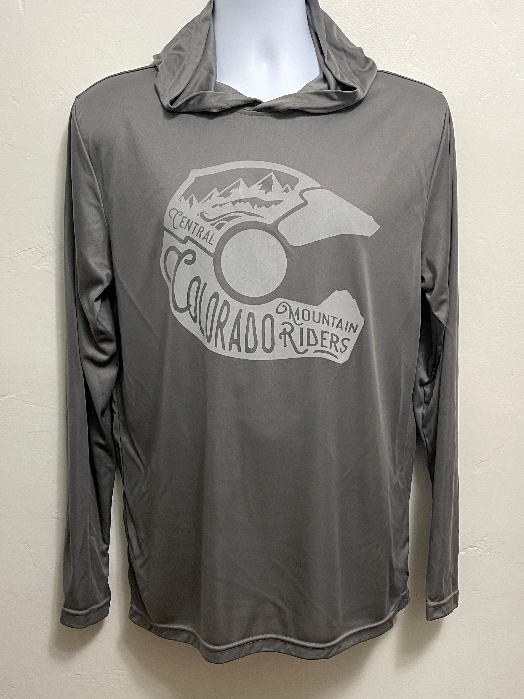 Long Sleeve Poly Blend Grey Hoodie w/CCMR Logo on Front