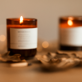 Jar candles on table